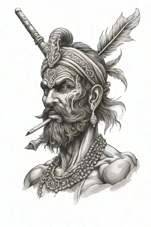 lord parshuram smoking after kill everyone in a war  tattoo design idea