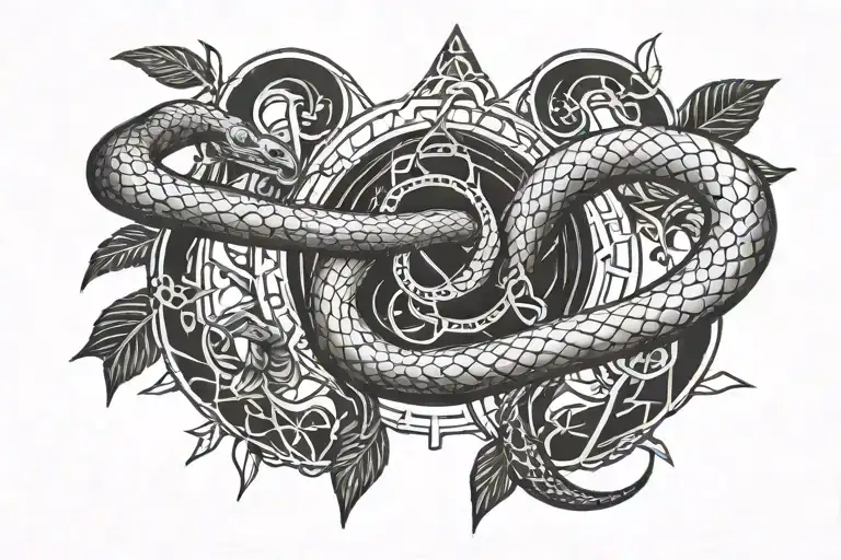 snake from adom  and Eve with the forbidden the forbidden fruit and adom tattoo design idea