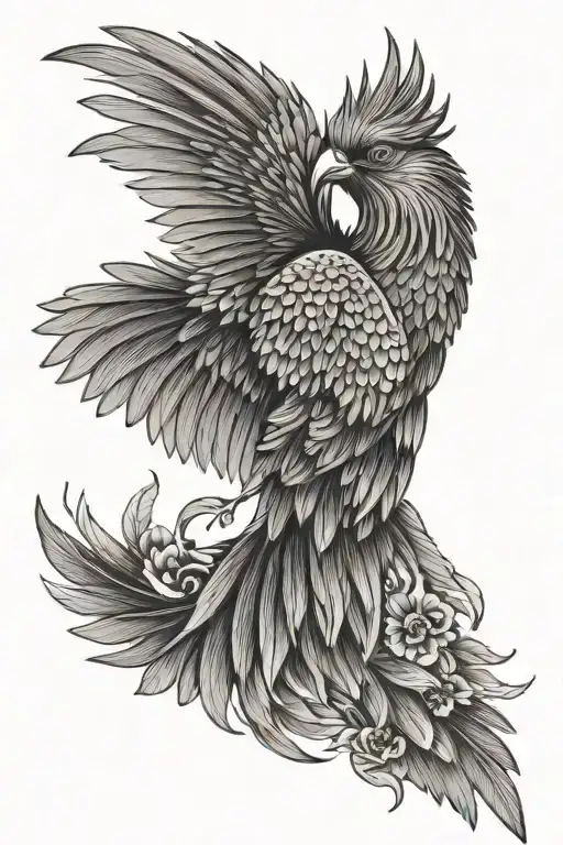 Quetzal bird flying profile view tattoo design idea