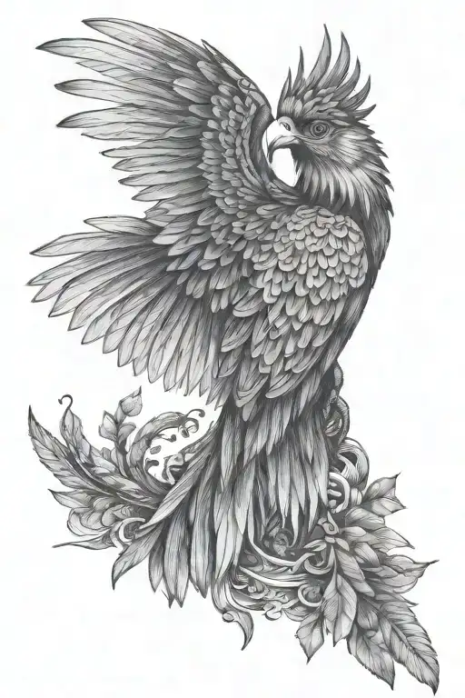 Quetzal bird flying profile view tattoo design idea
