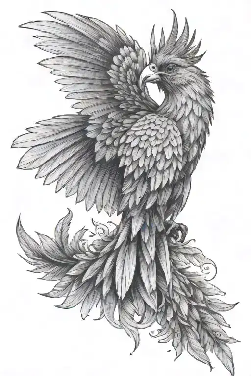 Quetzal bird flying profile view tattoo design idea