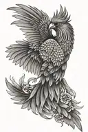 Quetzal bird flying profile view tattoo design idea