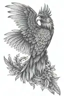 Quetzal bird flying profile view tattoo design idea