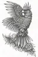 Quetzal bird flying profile view tattoo design idea
