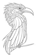 Quetzal bird flying profile view tattoo design idea