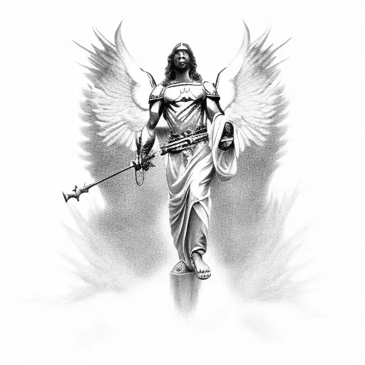 archangel michael descending from heaven tattoo design idea