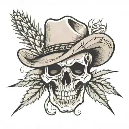 agave,tequila bottle,skull,cowboy hat  tattoo design idea