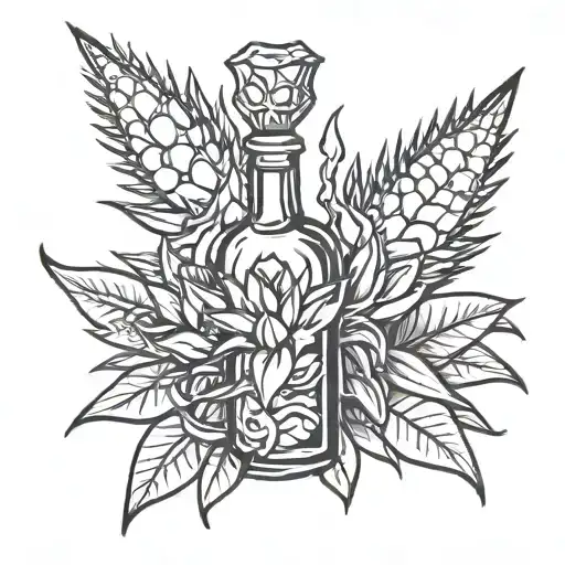 agave,tequila bottle tattoo design idea