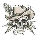 agave,tequila bottle,skull,cowboy hat  tattoo design idea