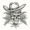 agave,tequila bottle,skull,cowboy hat  tattoo design idea
