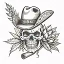 agave,tequila bottle,skull,cowboy hat  tattoo design idea