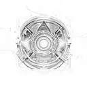 A cosmic portal opening up into a futuristic world filled with advanced technology tattoo design idea