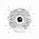 A cosmic portal opening up into a futuristic world filled with advanced technology tattoo design idea