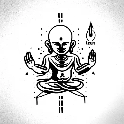 alien, budha, psychic, nirvana tattoo design idea
