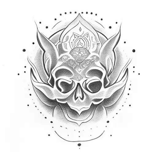 lotus flower. Gemini sign. skull.  tattoo design idea