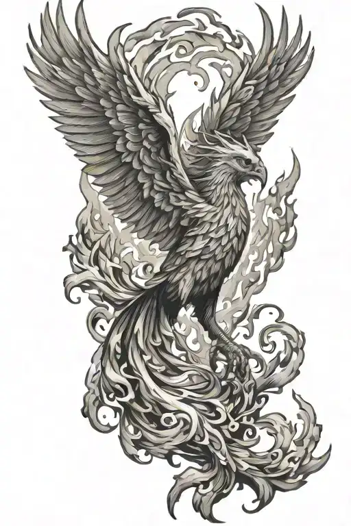 phoenix rising from flames tattoo design idea