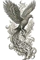 phoenix rising from flames tattoo design idea