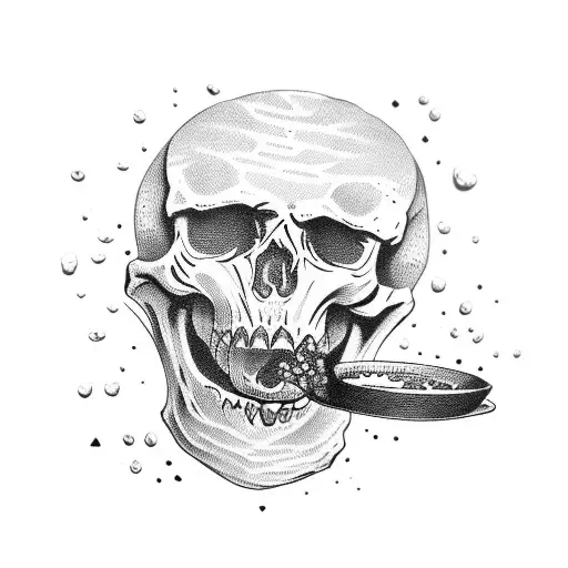 skeleton drinking coffee tattoo design idea