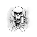 skeleton drinking coffee tattoo design idea