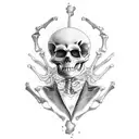 skeleton drinking coffee tattoo design idea