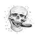 skeleton drinking coffee tattoo design idea