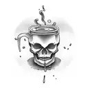 skeleton drinking coffee tattoo design idea