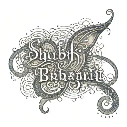 Shubhrajit name tattoo in mysterious styal. tattoo design idea