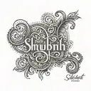 Shubhrajit name tattoo in mysterious styal. tattoo design idea