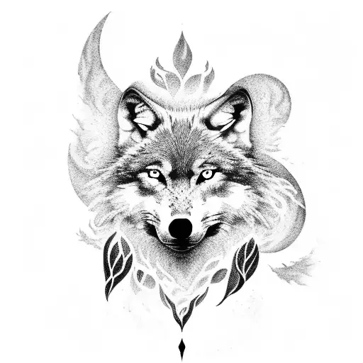 wolf warrior Phoenix nature tattoo design idea