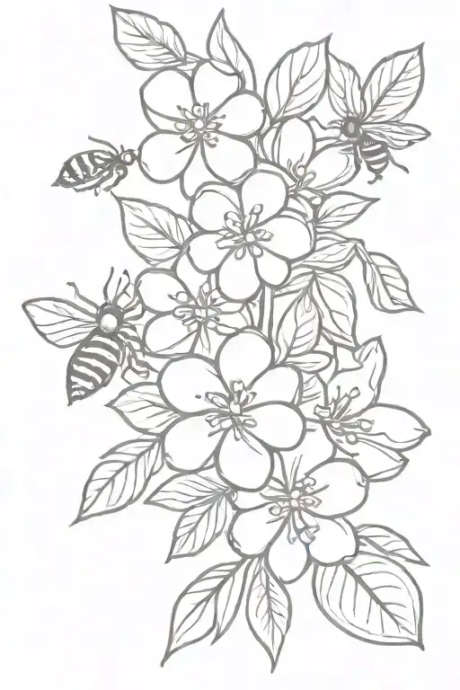 Oranges Orange Blossoms honey bees and sliced orages  tattoo design idea
