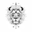 Lion with cross and a clock at 10:15pm tattoo design idea