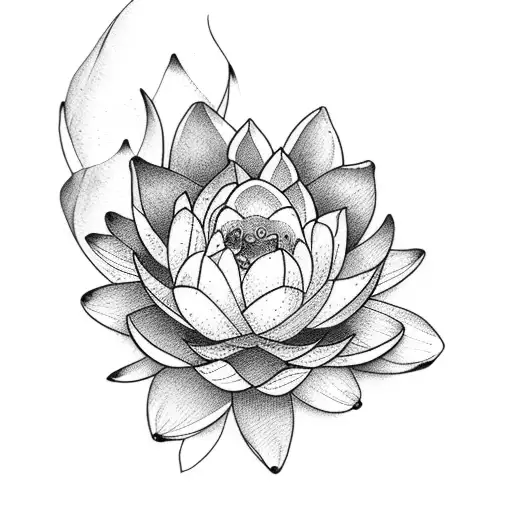 bouquet with water lilly and daffodil  tattoo design idea