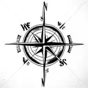 Compass with Wolf tattoo design idea