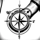 Compass with Wolf tattoo design idea