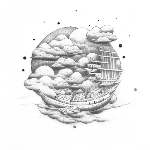 the word DreamChaser surrounded by clouds  tattoo design idea