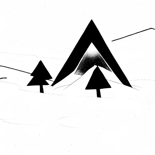Mountain Scene with snowboard tattoo design idea