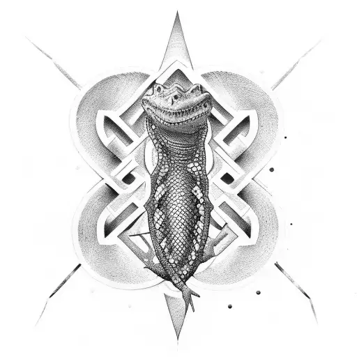 A reptile-inspired medical symbol tattoo design idea