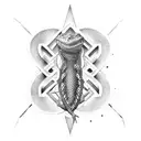 A reptile-inspired medical symbol tattoo design idea