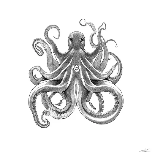 A developer coding with a black and grey octopus as a companion tattoo design idea