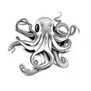 A developer coding with a black and grey octopus as a companion tattoo design idea