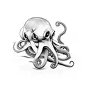 A developer coding with a black and grey octopus as a companion tattoo design idea
