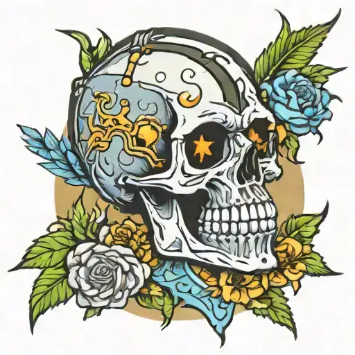 travis scott skull tattoo design idea
