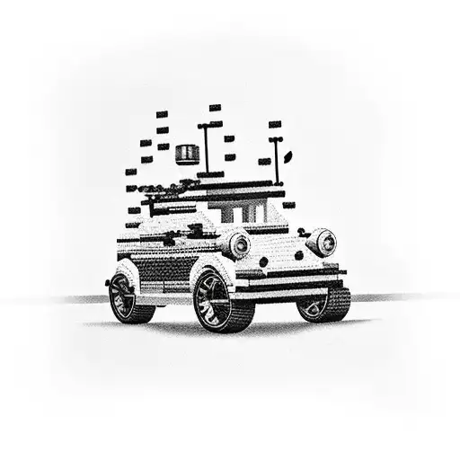 lego car with minifigure tattoo design idea