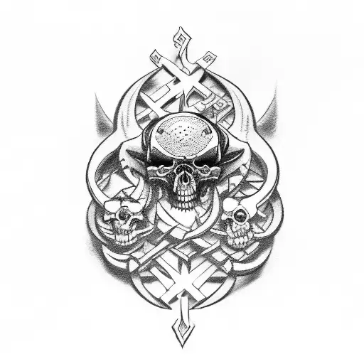 runes sand bull scull  tattoo design idea