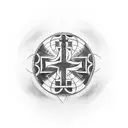 mid sizedtattoo for middle of the chest all religion symbols in one with cross as main one tattoo design idea