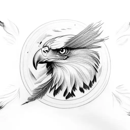 Eagle with reflection of earth in its eye and feathers flying away from its head tattoo design idea