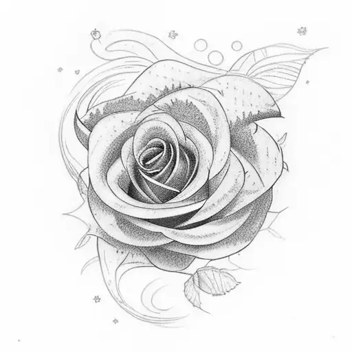 A tattoo representing the passion and mystery of midnight, with a violet rose blooming amidst the darkness, accompanied by the phrase 'In the darkness of midnight, you are the enchanting violet destined to break the silence and drive me insane, is it fate that will set me free?' tattoo design idea