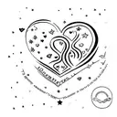 A trail of stars leading to a heart-shaped locket with 'daughter' engraved on it tattoo design idea