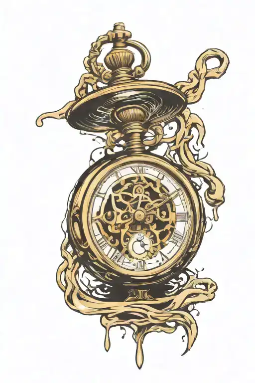 phinex pocket watch melting tattoo design idea