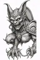 demons and angels style female gargoyle warrior tattoo design idea